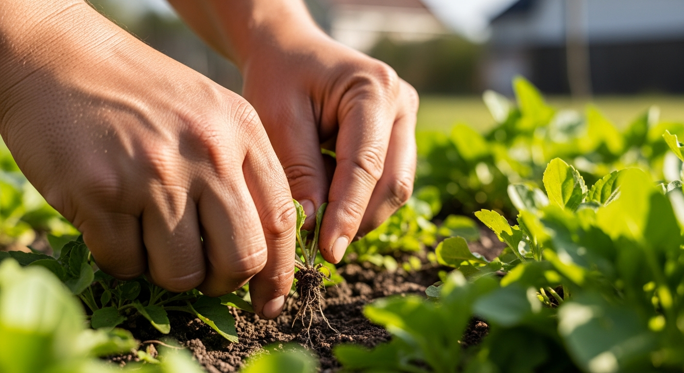 onkruid verwijderen in de tuin