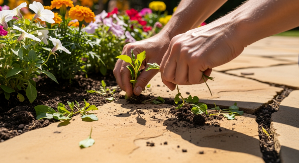 onkruid verwijderen in de tuin