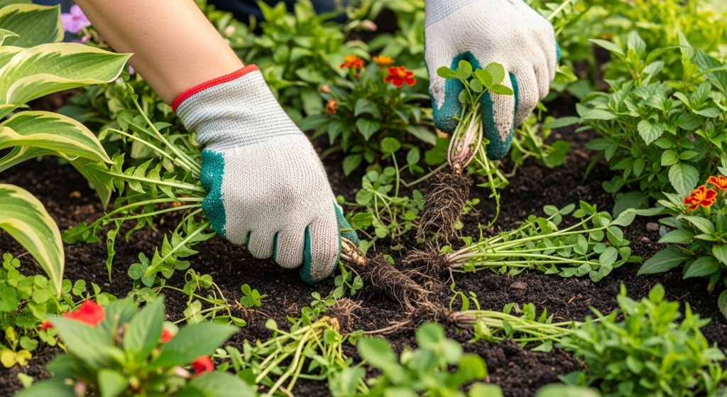 onkruid verwijderen in de tuin